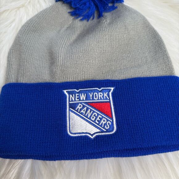 Fanatics New York Rangers Blue and Gray Cuffed Beanie - Picture 2 of 4